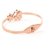 Stainless Steel Rose Gold Plated Mother of Pearls Dual Flower Openable Floral Bracelet For Women - VAIRAVI