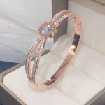 Stainless Steel Rose Gold Plated Roman Numerals American Diamond Studded Bracelet For Women - VAIRAVI