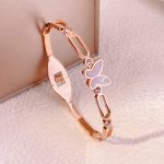 Stainless Steel Rose Gold Plated Butterfly inspired Mother of Pearls Contemporary Bracelet For Women - VAIRAVI