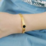 Stainless Steel Gold Plated Roman Zig Zag Style Contemporary Anti-Tarnish Bracelet For Women - VAIRAVI