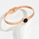 Stainless Steel Rose Gold Plated Roman Zig Zag Style Contemporary Bracelet For Women - VAIRAVI