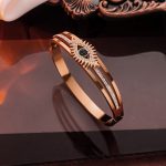 Stainless Steel Rose Gold Plated American Diamond Studded Evil Eye Bracelet For Women - VAIRAVI