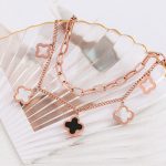 Stainless Steel Rose Gold Plated Mother of Pearls Clover Wraparound Bracelet For Women - VAIRAVI