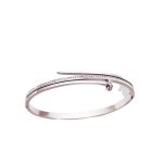 Stainless Steel Silver Plated American Diamond Studded Nail Anti-Tarnish Bracelet For Women - VAIRAVI