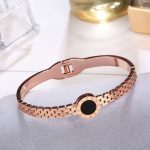 Stainless Steel Rose Gold Plated Roman Zig Zag Style Bracelet For Women - VAIRAVI
