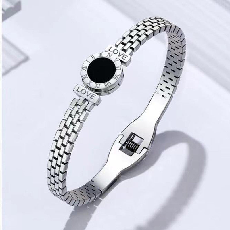 Stainless Steel Silver Plated Roman Zig Zag Style Anti-Tarnish Bracelet For Women - VAIRAVI Stainless Steel Silver Plated Roman Zig Zag Style Anti-Tarnish Bracelet For Women - VAIRAVI