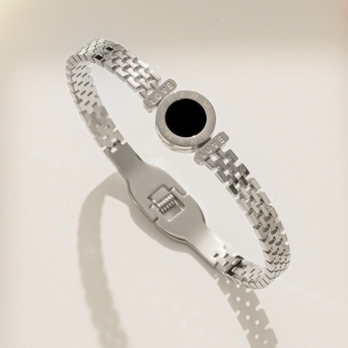 Stainless Steel Silver Plated Roman Zig Zag Style Anti-Tarnish Bracelet For Women - VAIRAVI