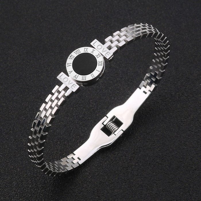 Stainless Steel Silver Plated Roman Zig Zag Style Anti-Tarnish Bracelet For Women - VAIRAVI