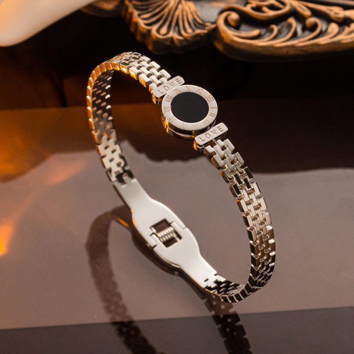 Stainless Steel Silver Plated Roman Zig Zag Style Anti-Tarnish Bracelet For Women - VAIRAVI