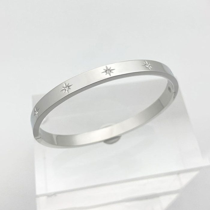 Stainless Steel Silver-Plated Floral American Diamond studded Bangle-Style Anti-Tarnish Bracelet For Women - VAIRAVI