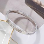 Stainless Steel Silver-Plated Floral American Diamond studded Bangle-Style Anti-Tarnish Bracelet For Women - VAIRAVI