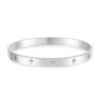 Stainless Steel Silver-Plated Floral American Diamond studded Bangle-Style Anti-Tarnish Bracelet For Women - VAIRAVI