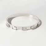 Stainless Steel Silver-Plated White Rectangular American Diamond studded Bangle-Style Anti-Tarnish Bracelet For Women - VAIRAVI
