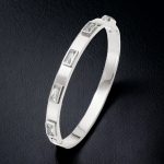 Stainless Steel Silver-Plated White Rectangular American Diamond studded Bangle-Style Anti-Tarnish Bracelet For Women - VAIRAVI