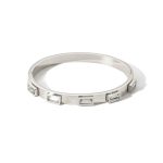 Stainless Steel Silver-Plated White Rectangular American Diamond studded Bangle-Style Anti-Tarnish Bracelet For Women - VAIRAVI