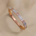 Stainless Steel Rose Gold-Plated American Diamond Studded Bangle-Style Bracelet For Women - VAIRAVI