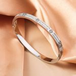 Stainless Steel Silver-Plated American Diamond Studded Bangle-Style Anti-Tarnish Bracelet For Women - VAIRAVI