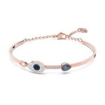 Stainless Steel Rose Gold-Plated American Diamond Evil Eye Bangle-Style Bracelet For Women - VAIRAVI