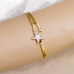 Gold Plated Stainless Steel Star Themed Anti Tarnish Bangle Style Bracelet
