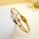 Gold Plated Stainless Steel Star Themed Anti Tarnish Bangle Style Bracelet - Image 5