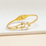 Gold Plated Stainless Steel Star Themed Anti Tarnish Bangle Style Bracelet - Image 6
