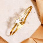 Gold Plated Stainless Steel Star Themed Anti Tarnish Bangle Style Bracelet - Image 7