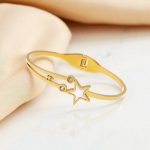 Gold Plated Stainless Steel Star Themed Anti Tarnish Bangle Style Bracelet - Image 8