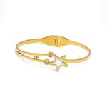 Gold Plated Stainless Steel Star Themed Anti Tarnish Bangle Style Bracelet - Image 9