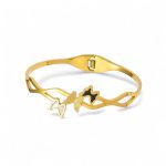 Gold Plated Stainless Steel Butterfly Themed Anti Tarnish Bangle Style Bracelet - Image 4