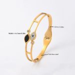 Gold Plated Stainless Steel Evil Eye Themed Anti Tarnish Bangle Style Bracelet - Image 5