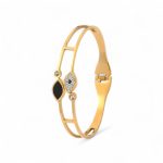 Gold Plated Stainless Steel Evil Eye Themed Anti Tarnish Bangle Style Bracelet - Image 9