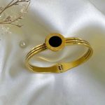 Gold Plated Stainless Steel Roman Numerals Anti Tarnish Geometric Bracelet - Image 2