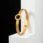 Gold Plated Stainless Steel Roman Numerals Anti Tarnish Geometric Bracelet - Image 4