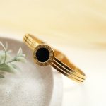 Gold Plated Stainless Steel Roman Numerals Anti Tarnish Geometric Bracelet - Image 6