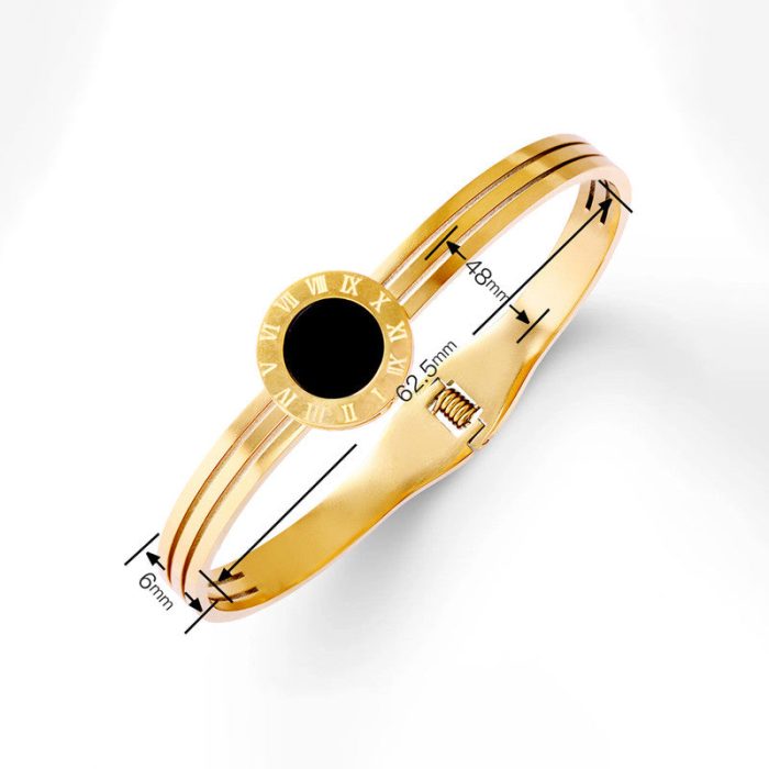 Gold Plated Stainless Steel Roman Numerals Anti Tarnish Geometric Bracelet - Image 10