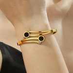 Gold Plated Stainless Steel Contemporary Anti Tarnish Geometric Bracelet - Image 6