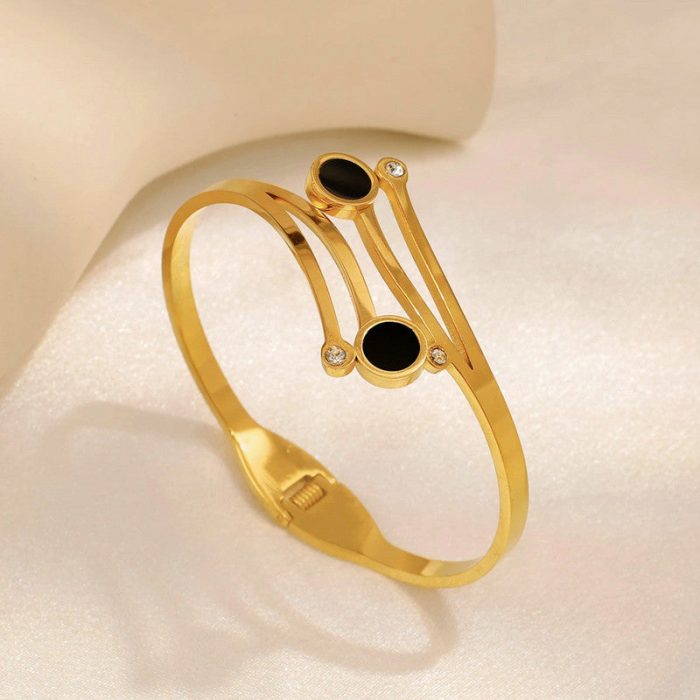 Gold Plated Stainless Steel Contemporary Anti Tarnish Geometric Bracelet - Image 7
