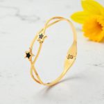 Gold Plated Stainless Steel Star Themed Anti Tarnish Bangle Style Bracelet - Image 2