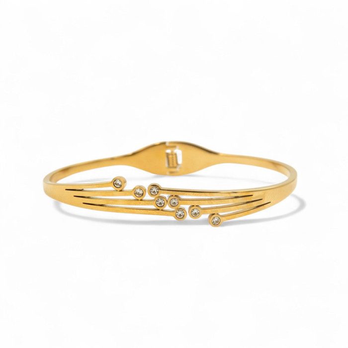 Gold Plated Stainless Steel Contemporary Anti Tarnish Geometric Bracelet - Image 5
