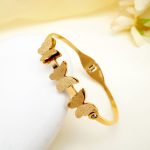 Gold Plated Stainless Steel Butterfly Themed Anti Tarnish Bangle Style Bracelet - Image 7