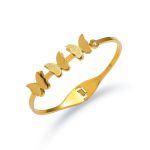 Gold Plated Stainless Steel Butterfly Themed Anti Tarnish Bangle Style Bracelet - Image 3