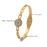 Gold Plated Stainless Steel Evil Eye Themed Anti Tarnish Bangle Style Bracelet - Image 6