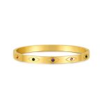 Gold Plated Stainless Steel Evil Eye Themed Anti Tarnish Bangle Style Bracelet - Image 3