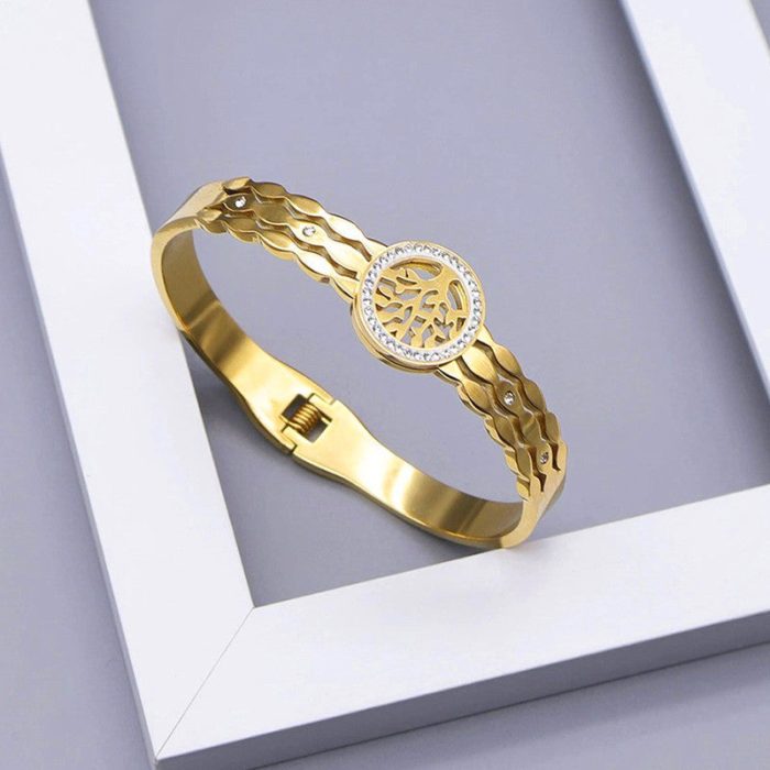 Gold Plated Stainless Steel Contemporary Anti Tarnish Geometric Bracelet - Image 2