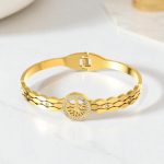 Gold Plated Stainless Steel Contemporary Anti Tarnish Geometric Bracelet