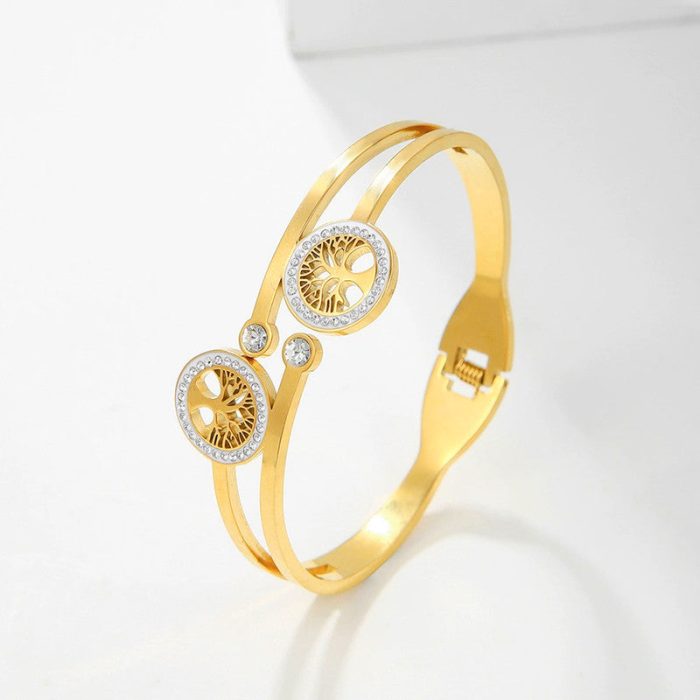 Gold Plated Stainless Steel Contemporary Anti Tarnish Geometric Bracelet - Image 5