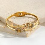 Gold Plated Stainless Steel Contemporary Anti Tarnish Geometric Bracelet - Image 6
