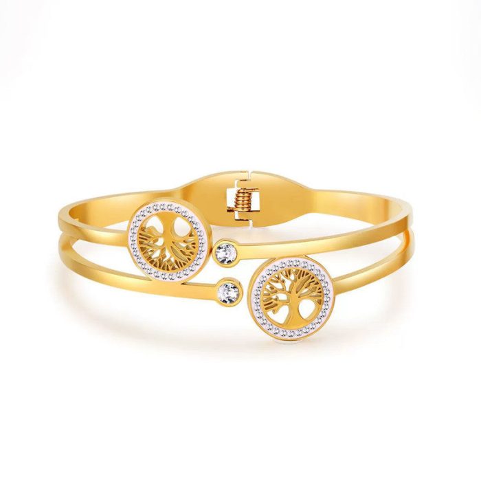 Gold Plated Stainless Steel Contemporary Anti Tarnish Geometric Bracelet - Image 7