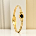 Gold Plated Stainless Steel Roman Numerals Anti Tarnish Geometric Bracelet - Image 2