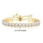 Gold Plated Square Cut Cubic Zirconia White Matrix Tennis Bracelet - Image 4
